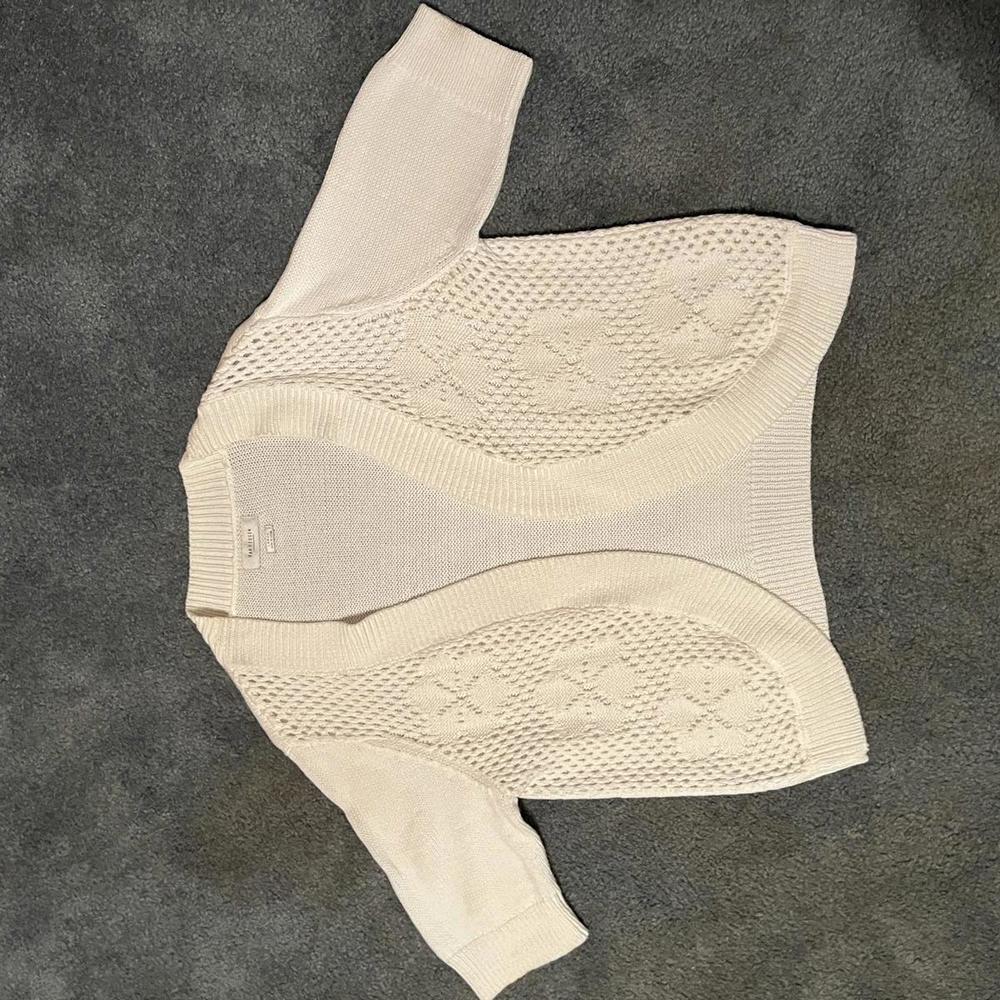 White Van Heusen Open-Front Crochet Cardigan